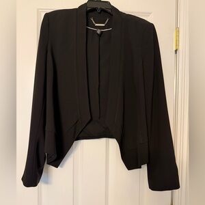 Black drape front suit jacket